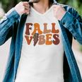Fall Vibe Vintage Groovy Fall Season Retro Leopard Men V-Neck Tshirt