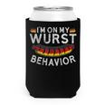 Im On My Wurst Behavior Funny German Oktoberfest Germany Can Cooler