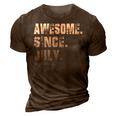 44 Year Old Awesome Since July 1978 Gifts 44Th Birthday 3D Print Casual Tshirt Brown