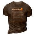 Biscuits Nutrition Facts Funny Thanksgiving Christmas 3D Print Casual Tshirt Brown