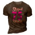 Blessed By God For 75 Years Old 75Th Birthday Gifts Crown 3D Print Casual Tshirt Brown