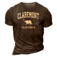 Claremont California Ca Vintage Distressed Sports Design 3D Print Casual Tshirt Brown
