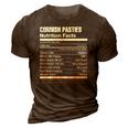Cornish Pasties Nutrition Facts Funny 3D Print Casual Tshirt Brown