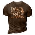 Easily Distracted By Cats And Books Funny Book Lover 3D Print Casual Tshirt Brown
