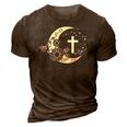 Faith Cross Crescent Moon With Sunflower Christian Religious 3D Print Casual Tshirt Brown