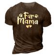 Fur Mama Paw Floral Design Dog Mom Mothers Day 3D Print Casual Tshirt Brown