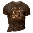 Halloween Eat Drink And Be Scary White Version 3D Print Casual Tshirt Brown