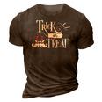 Halloween Funny Trick Or Treat Orange And White 3D Print Casual Tshirt Brown