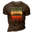 Pontoon Captain Retro Vintage Funny Boat Lake Outfit 3D Print Casual Tshirt Brown