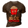 Womens Cool Just A Girl Who Loves Popcorn Girls Popcorn Lovers  3D Print Casual Tshirt Brown