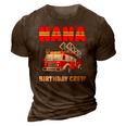 Womens Nana Birthday Crew Fire Truck Birthday Fireman 3D Print Casual Tshirt Brown