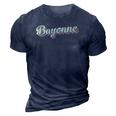 Bayonneretro Art Baseball Font Vintage 3D Print Casual Tshirt Navy Blue