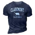 Claremont California Ca Vintage Distressed Sports Design 3D Print Casual Tshirt Navy Blue