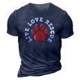 Dog Rescue Adopt Dog Paw Print 3D Print Casual Tshirt Navy Blue