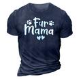 Fur Mama Paw Floral Design Dog Mom Mothers Day 3D Print Casual Tshirt Navy Blue