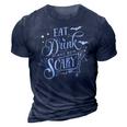 Halloween Eat Drink And Be Scary White Version 3D Print Casual Tshirt Navy Blue
