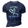 Heart In September We Wear Red Blood Cancer Awareness Ribbon 3D Print Casual Tshirt Navy Blue