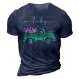 Lucky Flamingo Riding Green Truck Shamrock St Patricks Day Graphic Design Printed Casual Daily Basic 3D Print Casual Tshirt Navy Blue