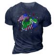 Patriotic Dinosaur Fireworks &8211 Usa American Flag 4Th Of July 3D Print Casual Tshirt Navy Blue