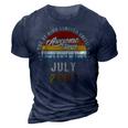 Vintage 21Th Birthday Awesome Since July 2001 Epic Legend 3D Print Casual Tshirt Navy Blue