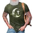 Faith Cross Crescent Moon With Sunflower Christian Religious 3D Print Casual Tshirt Army Green