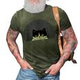 Stoned Black Cat Smoking And Peeking Sideways With Cannabis 3D Print Casual Tshirt Army Green