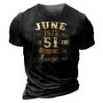 51 Years Awesome Vintage June 1972 51St Birthday 3D Print Casual Tshirt Vintage Black