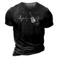 Acoustic Guitar Heartbeat Gift Instrument Guitarist 3D Print Casual Tshirt Vintage Black