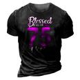 Blessed By God For 75 Years Old 75Th Birthday Gifts Crown 3D Print Casual Tshirt Vintage Black