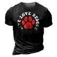 Dog Rescue Adopt Dog Paw Print 3D Print Casual Tshirt Vintage Black