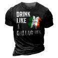 Drink Like A Gallagher St Patricks Day Beer  Drinking  3D Print Casual Tshirt Vintage Black