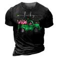 Lucky Flamingo Riding Green Truck Shamrock St Patricks Day Graphic Design Printed Casual Daily Basic 3D Print Casual Tshirt Vintage Black