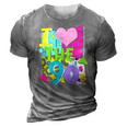 1990&8217S 90S Halloween Party Theme I Love Heart The Nineties 3D Print Casual Tshirt Grey