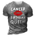 Cancer Birthday Queen Red Lips 3D Print Casual Tshirt Grey
