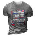 Donald Trump 2024 Election Gop 3D Print Casual Tshirt Grey