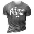 Fur Mama Paw Floral Design Dog Mom Mothers Day 3D Print Casual Tshirt Grey