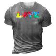 Love Puzzle Pieces Heart Autism Awareness Tie Dye Gifts 3D Print Casual Tshirt Grey
