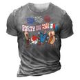 Retro Style Party In The Usa 4Th Of July Baseball Hot Dog V2 3D Print Casual Tshirt Grey