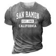 San Ramon California Ca Vintage Established Sports Design 3D Print Casual Tshirt Grey