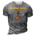 Sweating Sucks Skeleton Pumpkin Playing Skateboard Halloween 3D Print Casual Tshirt Grey