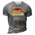 Vintage 21Th Birthday Awesome Since July 2001 Epic Legend 3D Print Casual Tshirt Grey