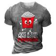 Womens Cool Just A Girl Who Loves Popcorn Girls Popcorn Lovers  3D Print Casual Tshirt Grey