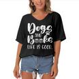 Funny Book Lovers Reading Lovers Dogs Books And Dogs Women's Bat Sleeves V-Neck Blouse