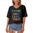 June 56 Years Old Since 1966 56Th Birthday Gifts Tie Dye Women's Bat Sleeves V-Neck Blouse