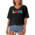 Love Puzzle Pieces Heart Autism Awareness Tie Dye Gifts Women's Bat Sleeves V-Neck Blouse