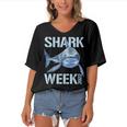 Mens Shark 2022 Week Passion Shark Lover Ocean Sea Womens Women's Bat Sleeves V-Neck Blouse