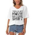 This Is My Movie Watching Family Moving Night Women's Bat Sleeves V-Neck Blouse