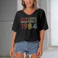 38Th Birthday 1984 Made In 1984 Awesome Since 1984 Birthday Gift Women's Bat Sleeves V-Neck Blouse