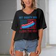 4Th Of July Hot Diggity Dog I Love The Usa Funny Hot Dog Women's Bat Sleeves V-Neck Blouse