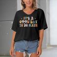 Back To School Its A Good Day To Do Math Teachers Groovy Women's Bat Sleeves V-Neck Blouse